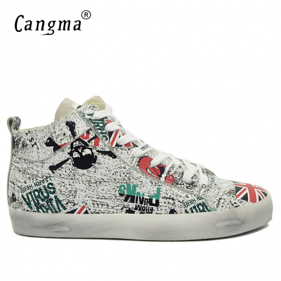 Customize CANGMA Brand Retro Genuine Leather Men Sneakers CMM013